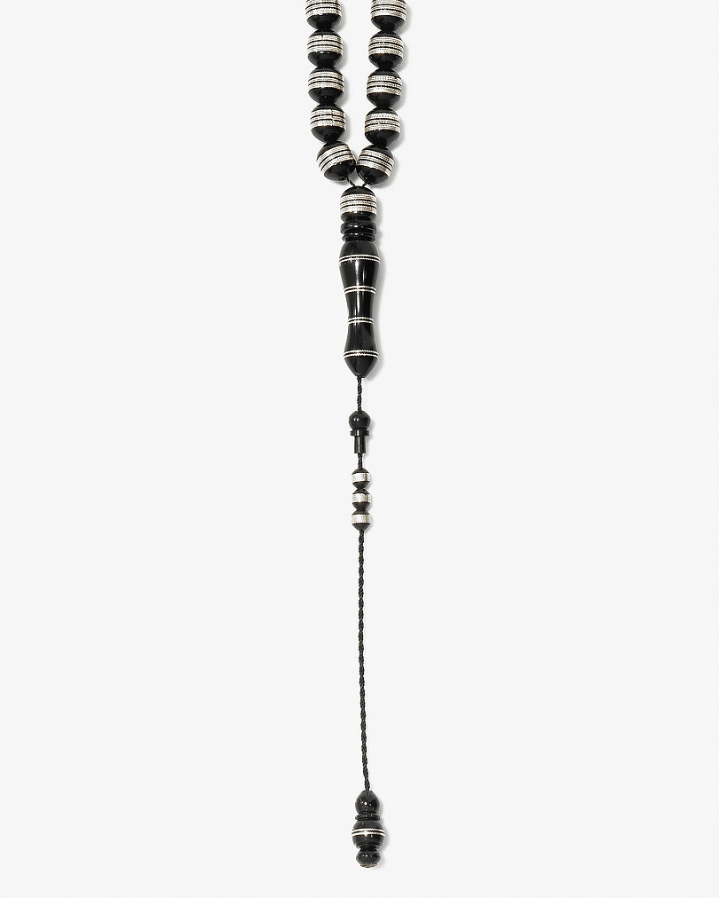 سبحة فضة كوك اسود مقلم