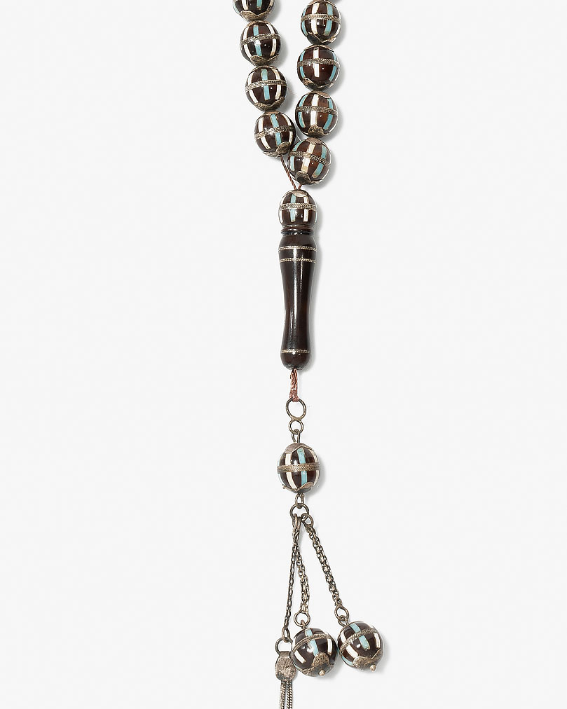 سبحة فضة كوك مزين بفيروز وعاج