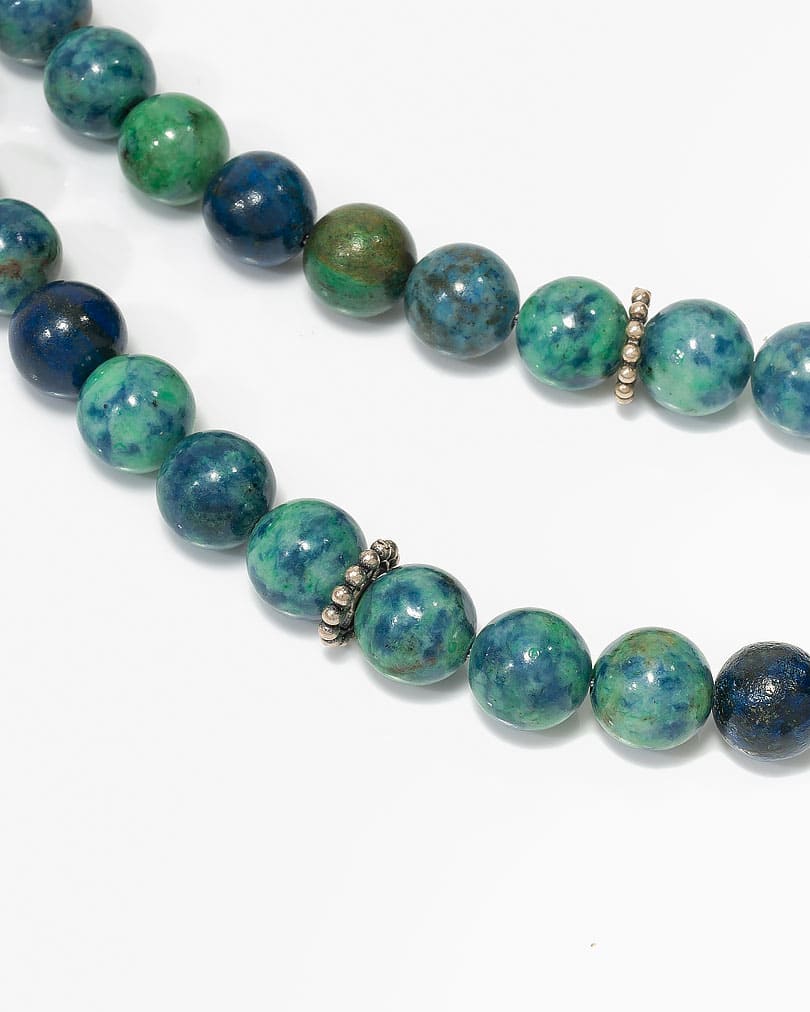 سبحة فضة حجر لازورد مالكايت