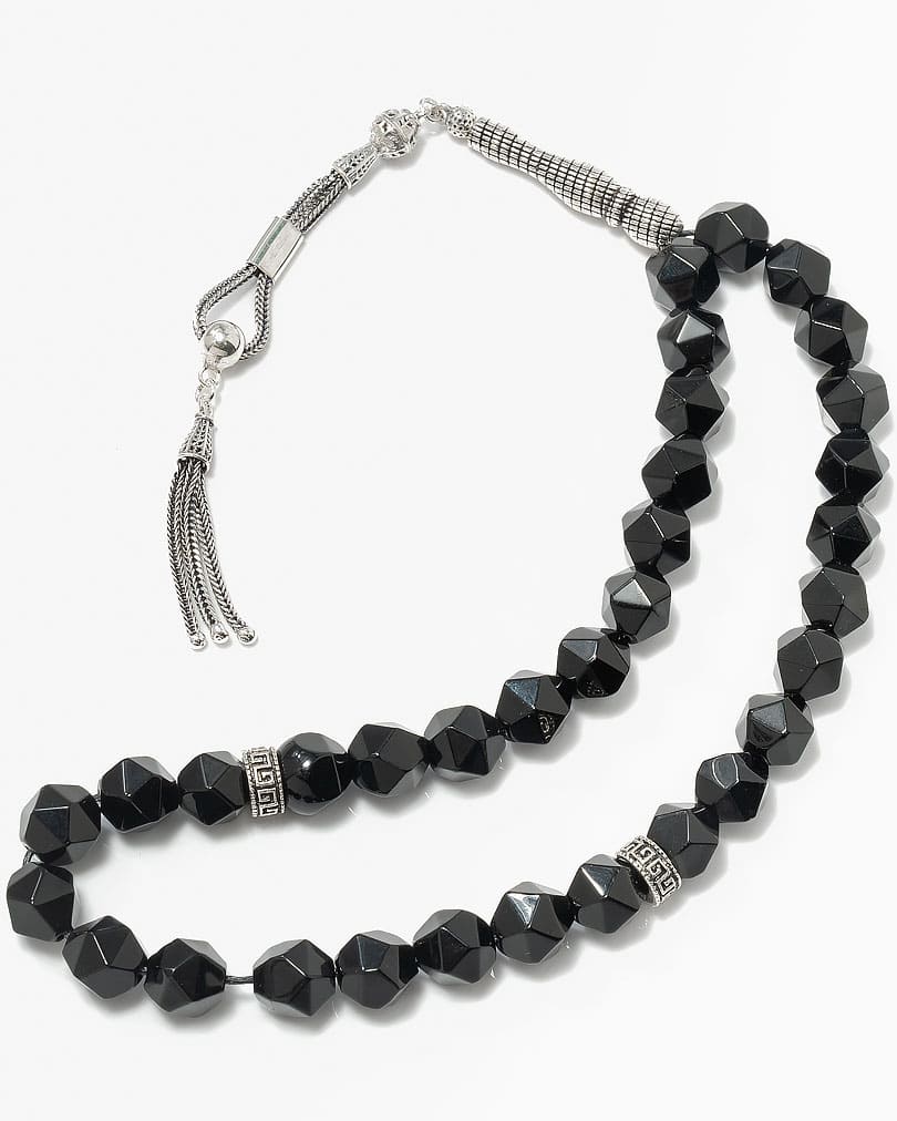 سبحة عقيق اسود ملكي بقصة الاماس