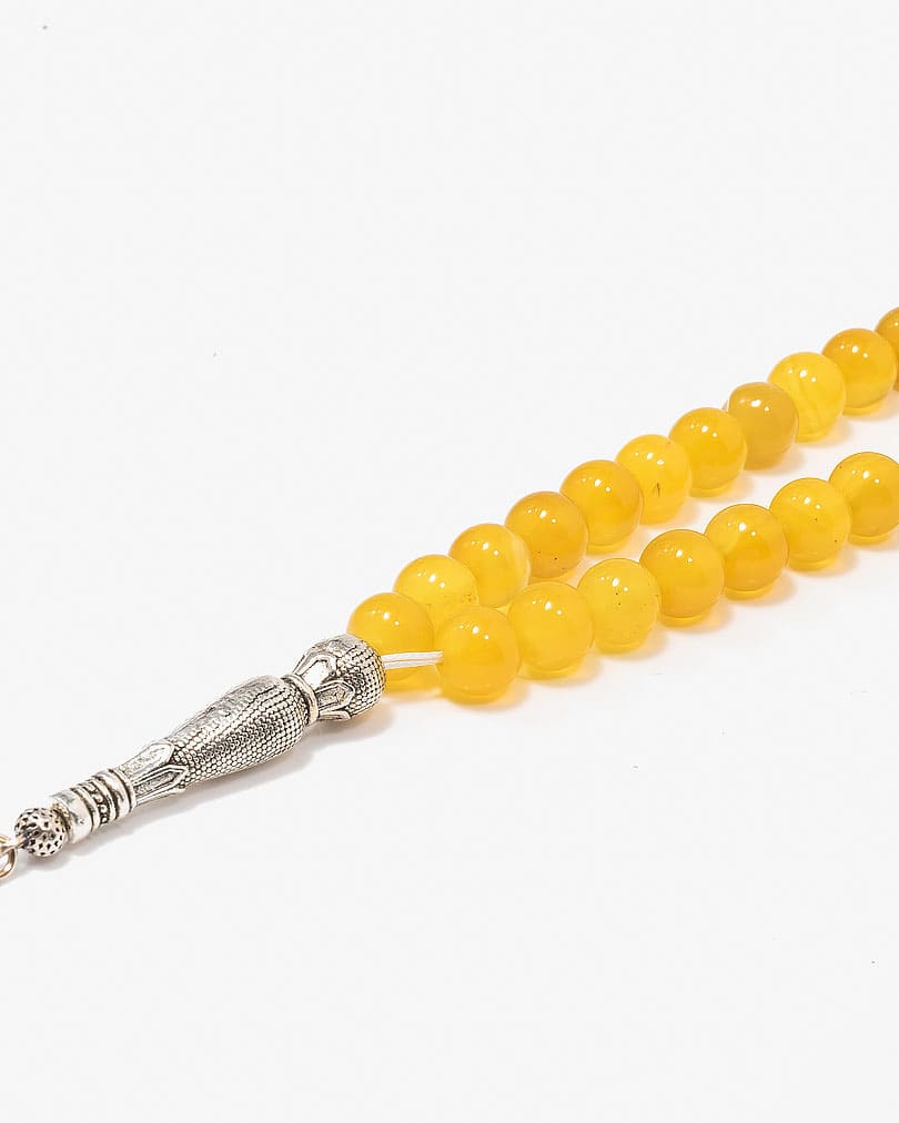 سبحة فضة حجر كريم اصفر