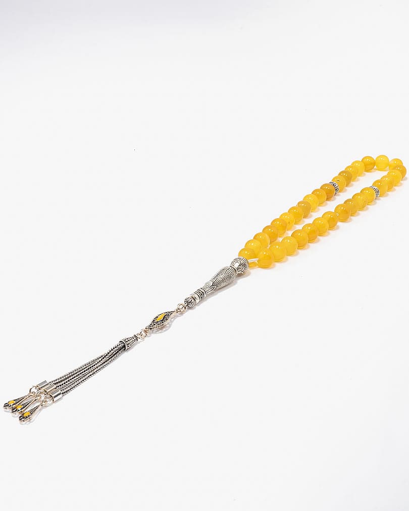 سبحة فضة حجر كريم اصفر