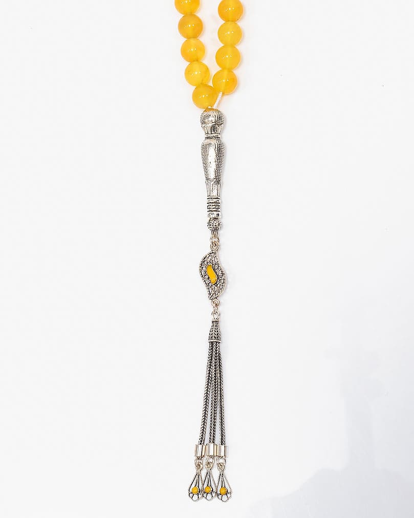 سبحة فضة حجر كريم اصفر