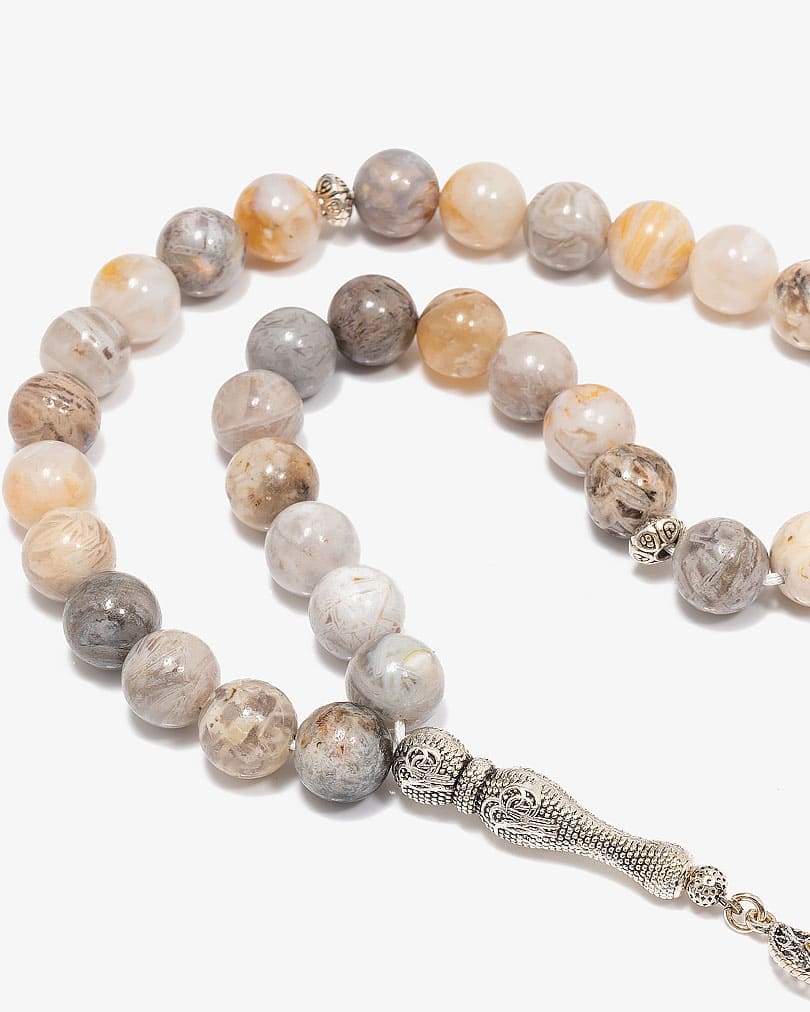 سبحة فضة عقيق البامبو