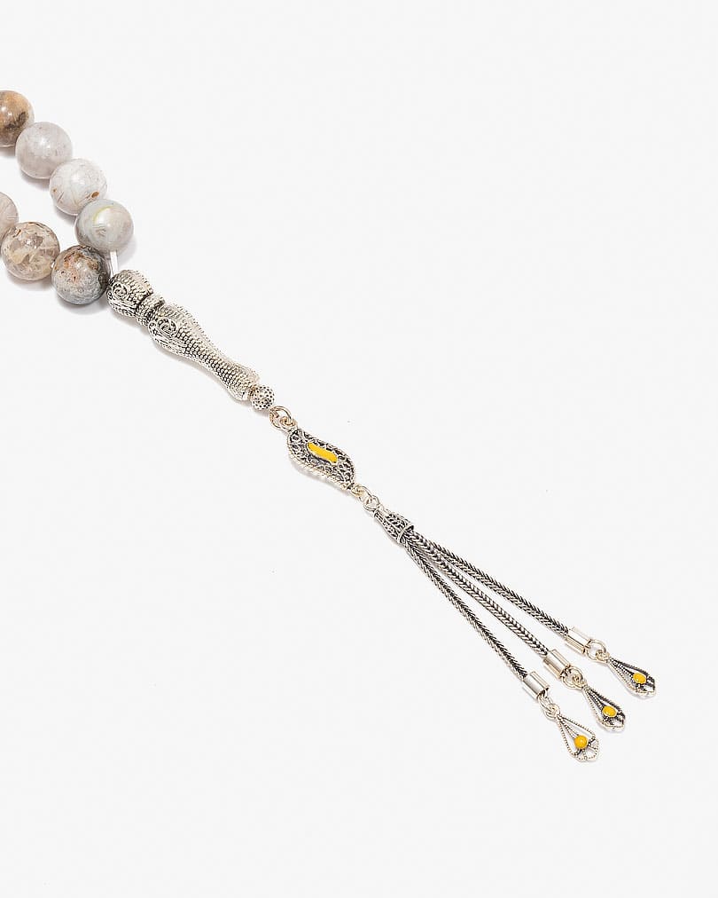 سبحة فضة عقيق البامبو