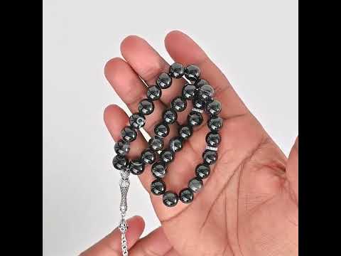 سبحة فضة حجر عقيق الاسود