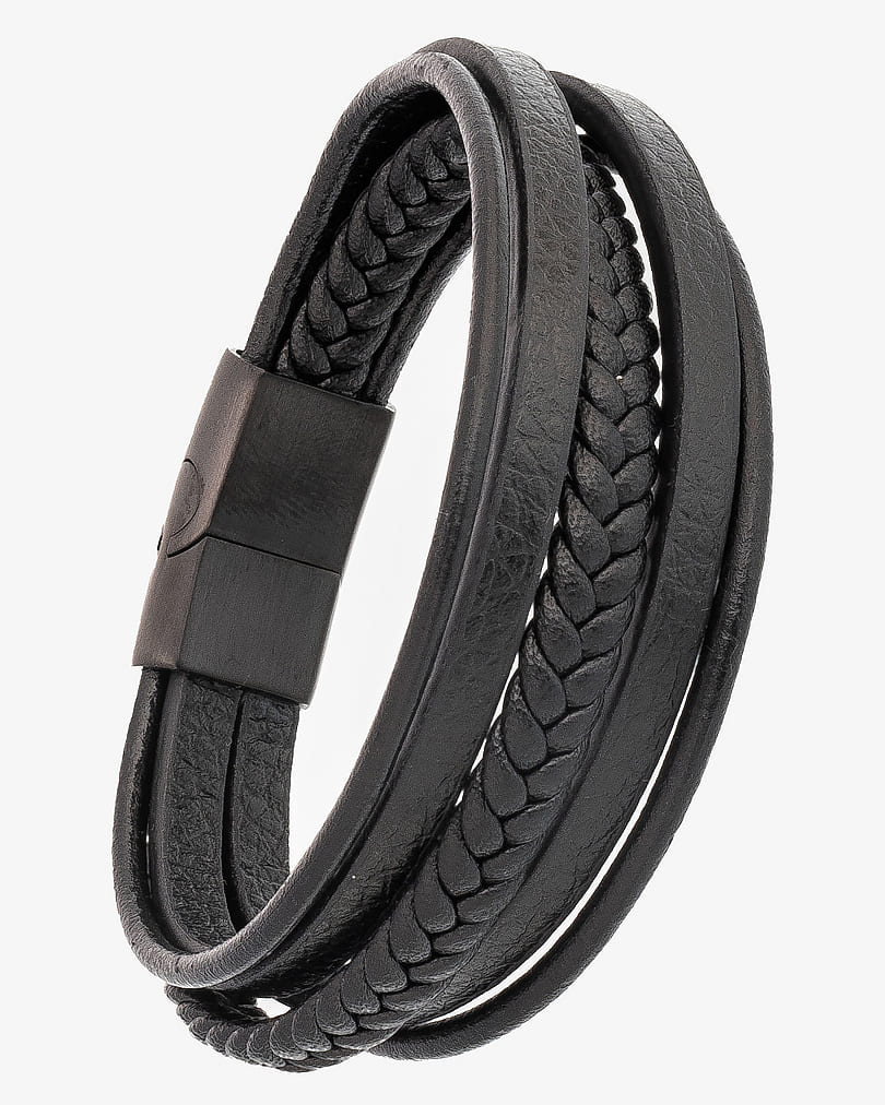 سوار معصم شبابي جلد اسود فاخر