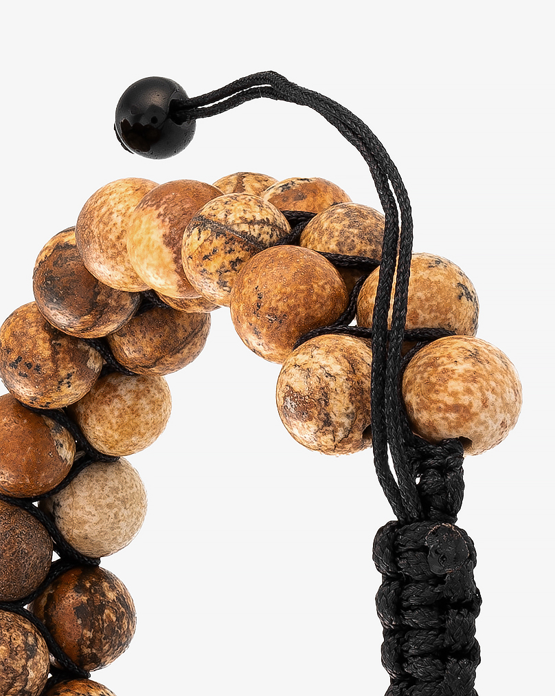 سوار معصم حجر طبيعي بني نعرق