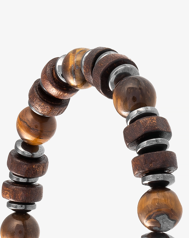 سوار معصم عين النمر  وخشب طبيعي