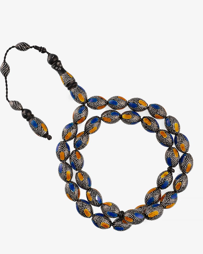 سبحة كوك حجر لابيز وتراب الكهرمان