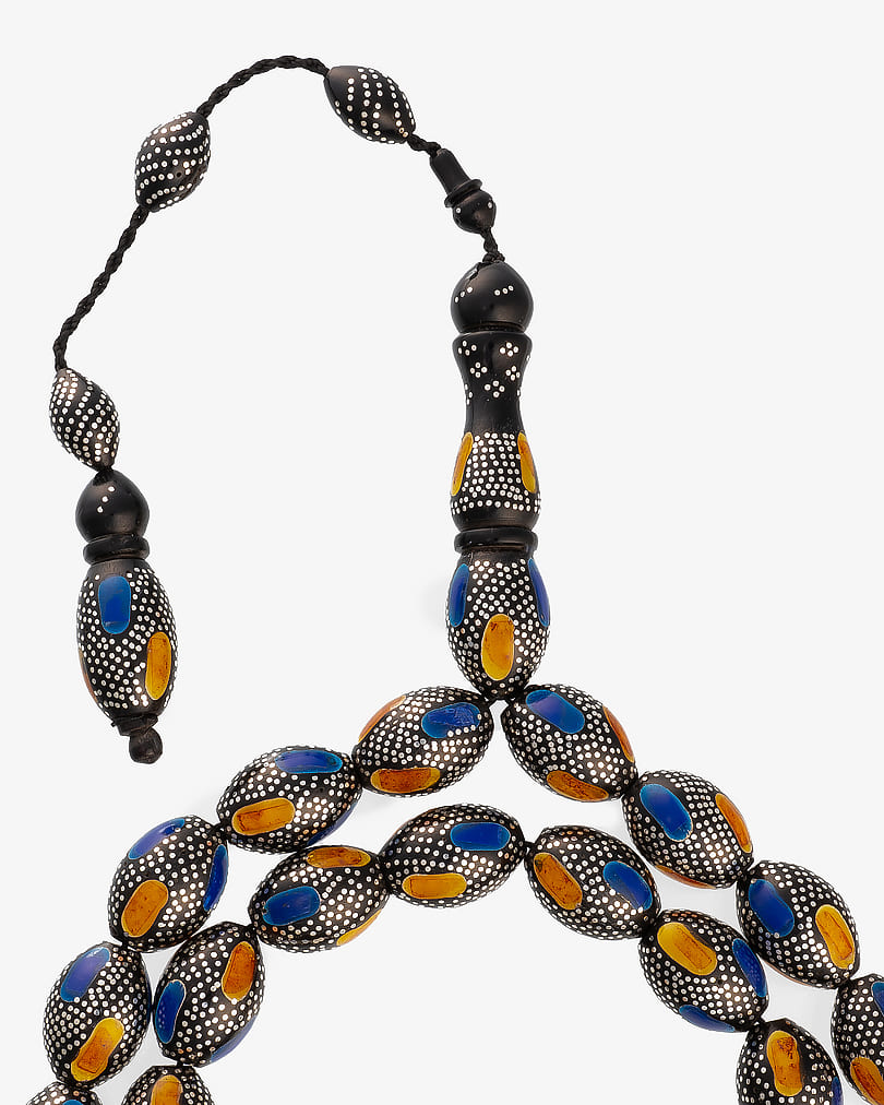 سبحة كوك حجر لابيز وتراب الكهرمان