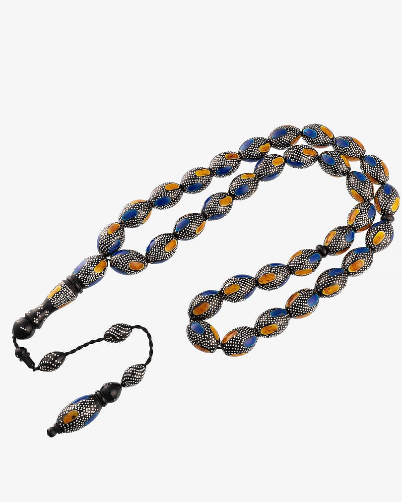 سبحة كوك حجر لابيز وتراب الكهرمان