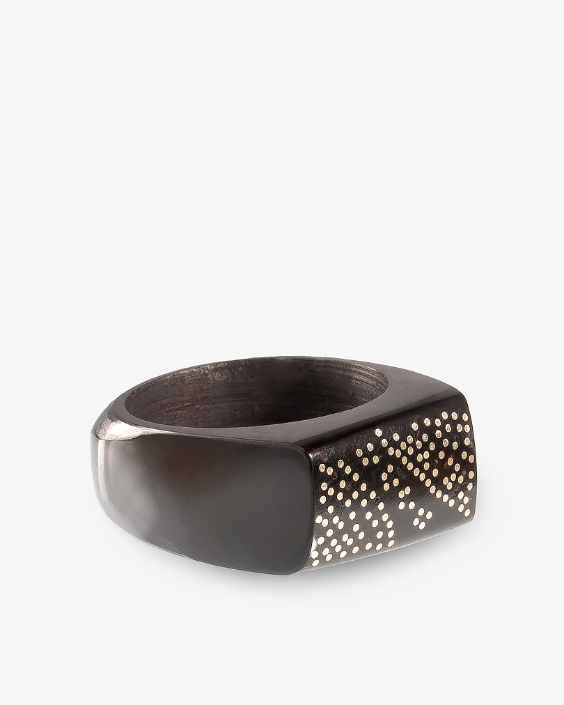 خاتم خشب كوك طبيعي مرصع بالمعدن رجالي أنيق