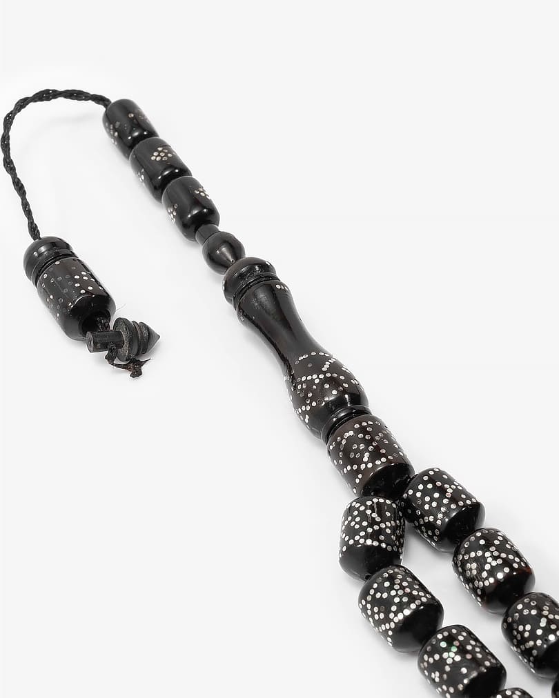 سبحة نادرة كوك طبيعي مرصعة بالفضة