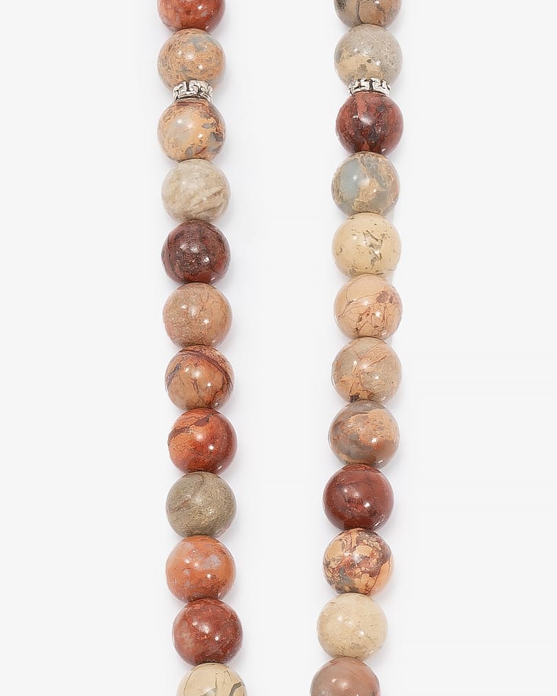 سبحة فضة بحجر يشب الملون الانيق