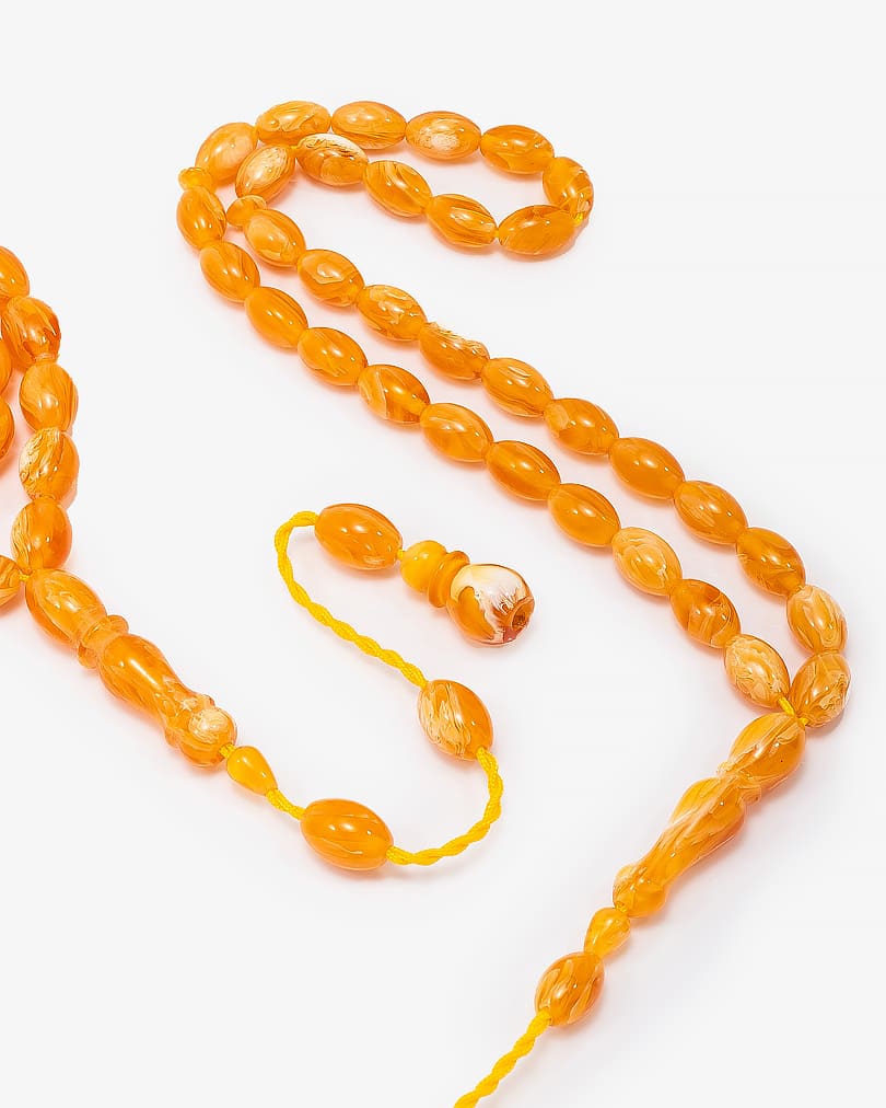 سبحة بيضاوية معطرة تراب الكهرمان معرق