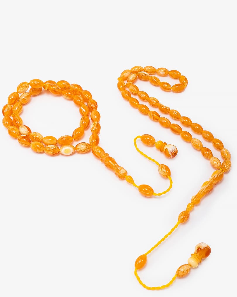 سبحة بيضاوية معطرة تراب الكهرمان معرق