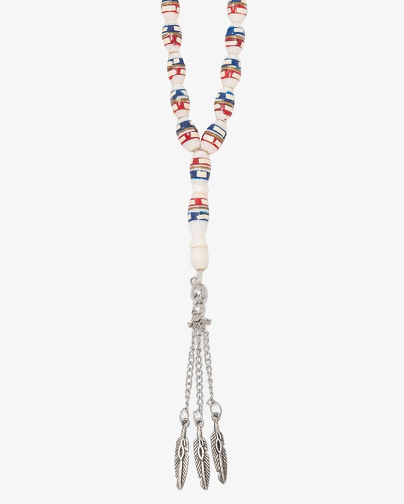 سبحة عظم مزخرفة بلونين انيقة