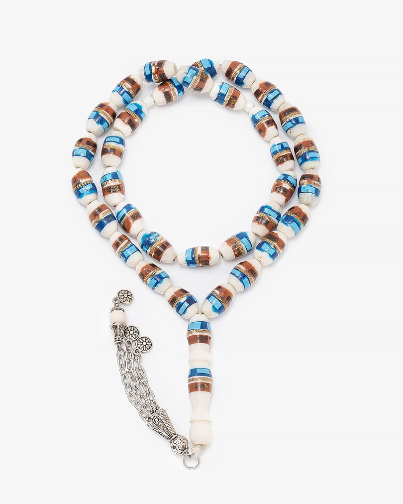 سبحة عظم مزينة بلونين