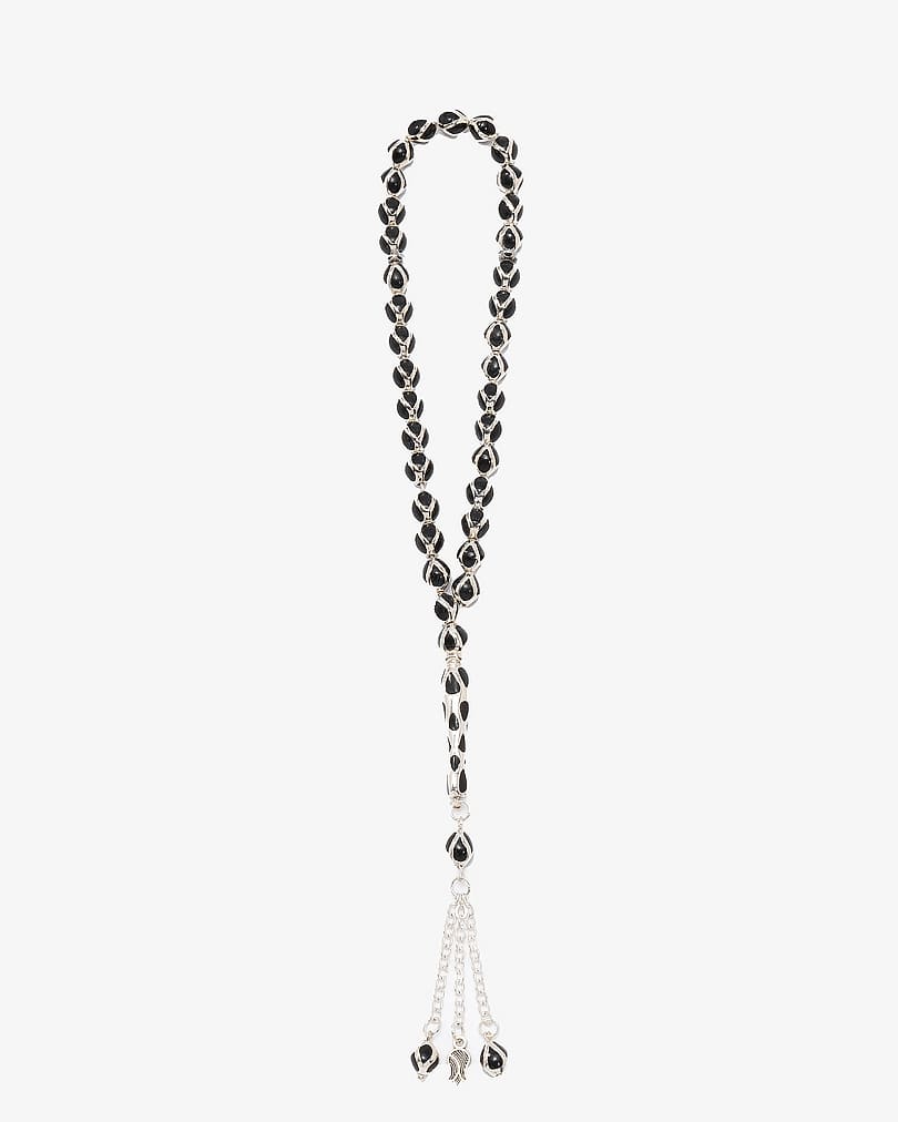 سبحة انيقة مرايا ايطالي اسود وفضي