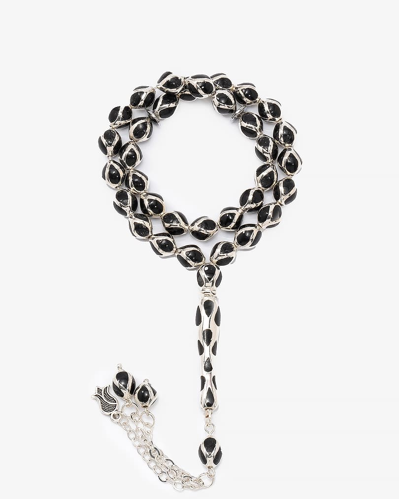 سبحة انيقة مرايا ايطالي اسود وفضي