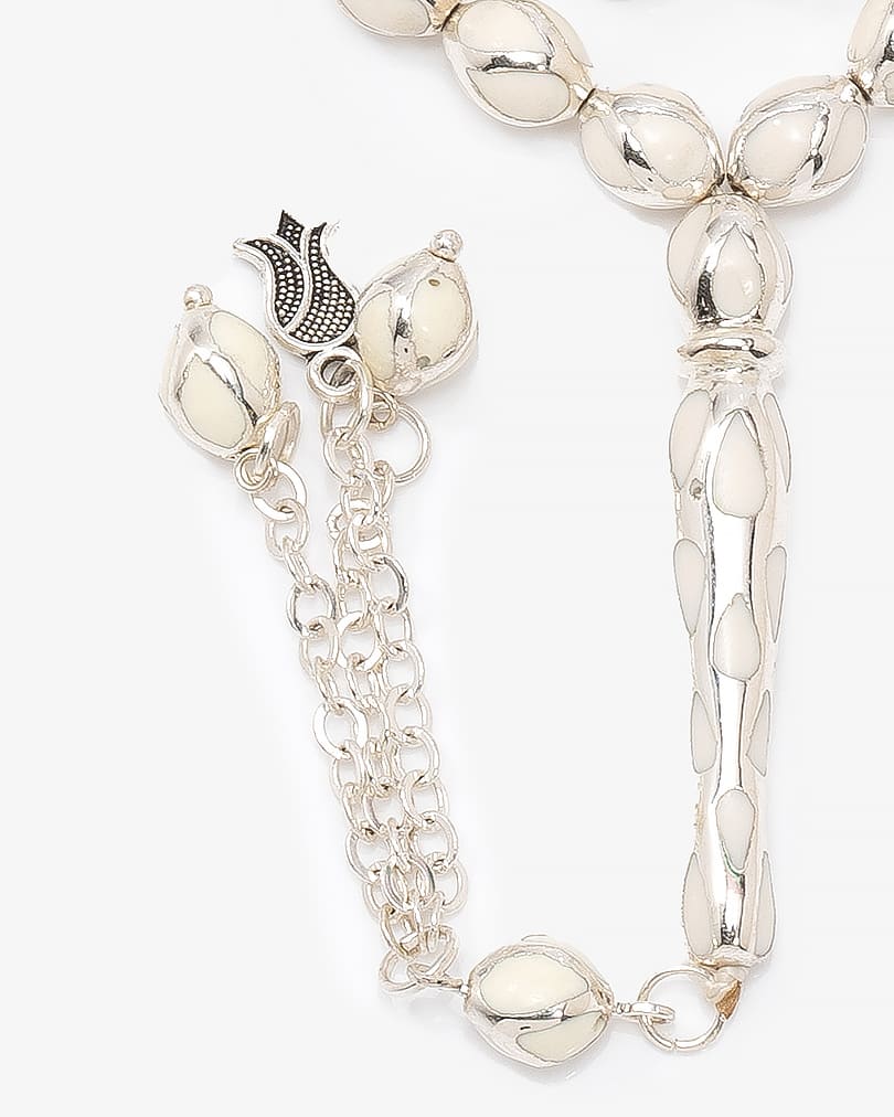 سبحة انيقة مرايا ايطالي ابيض وفضي