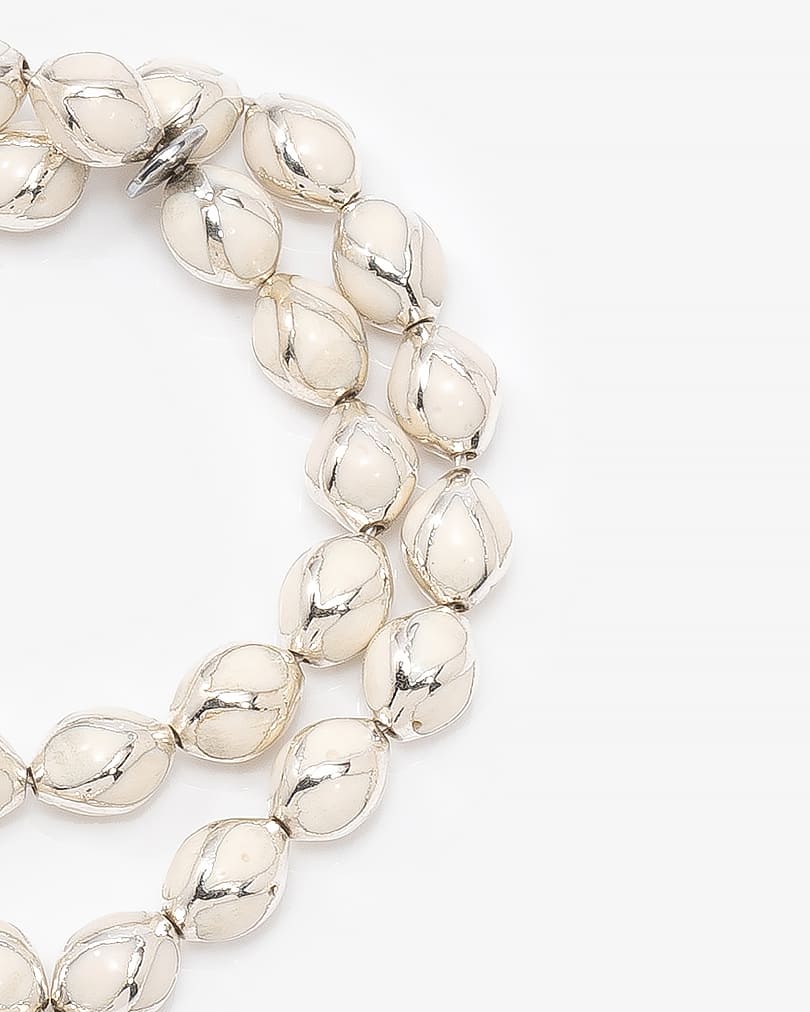 سبحة انيقة مرايا ايطالي ابيض وفضي