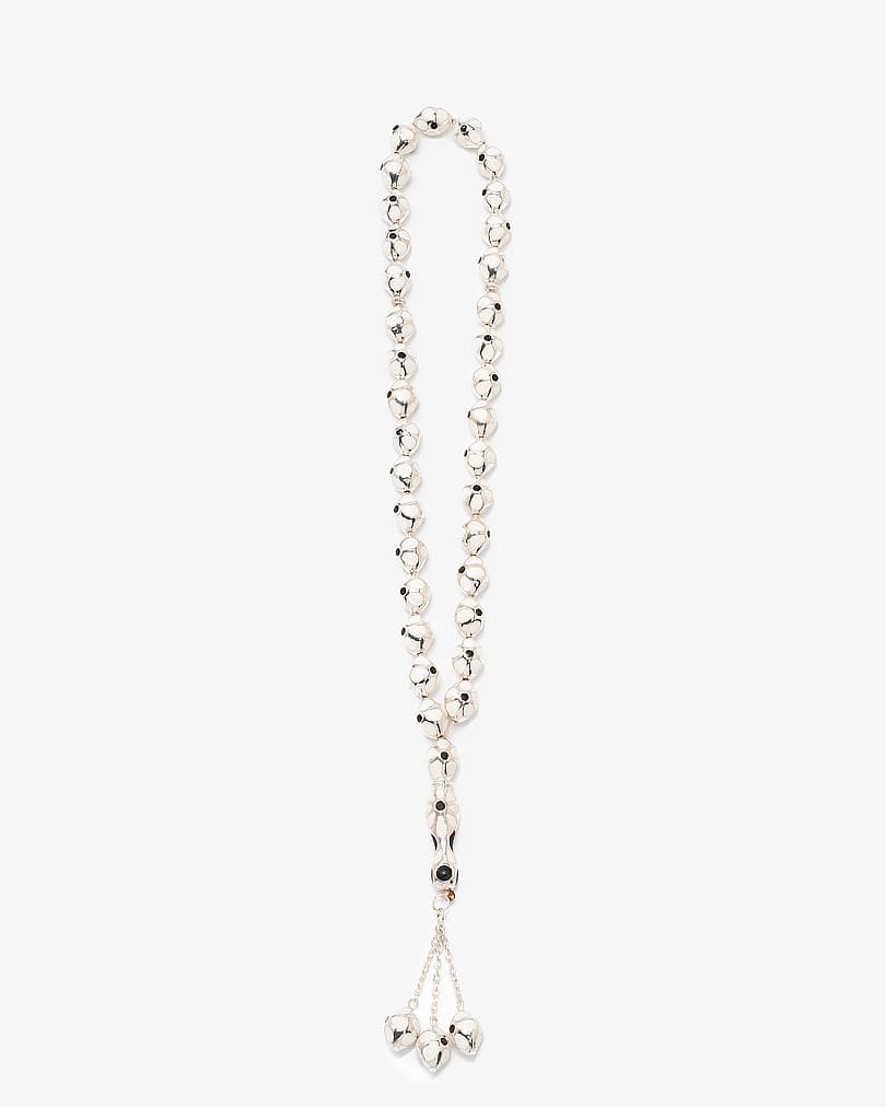 سبحة مرايا ايطالي فضي وابيض فاخرة