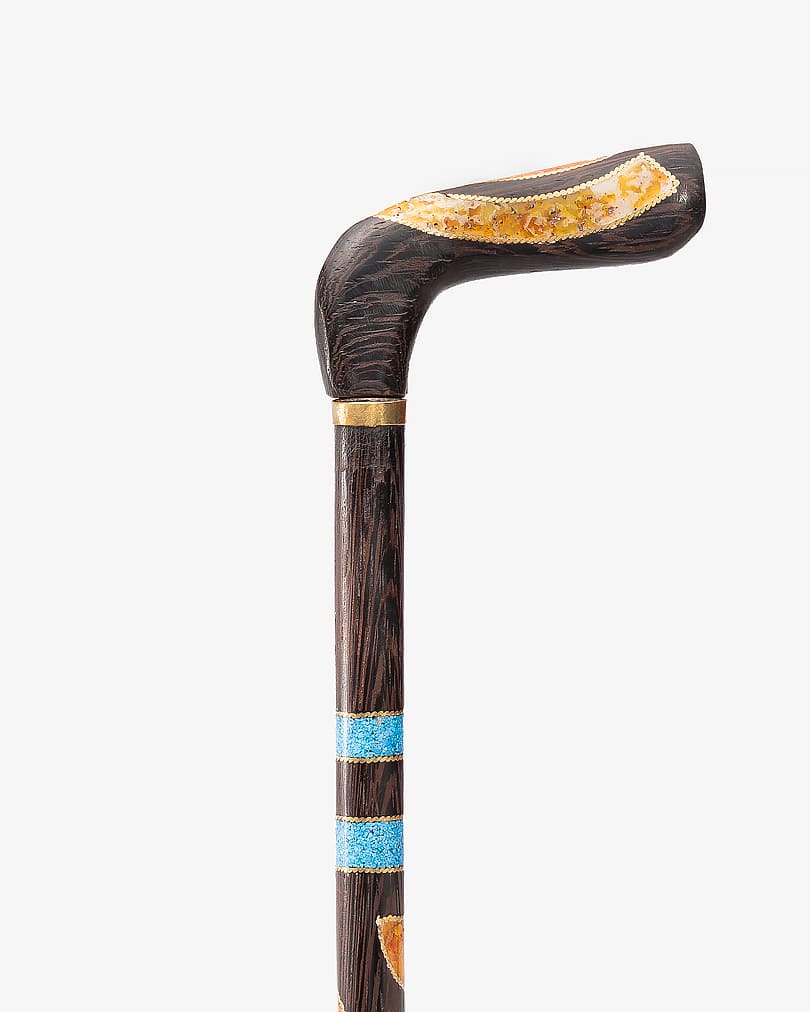 عصا عكاز فاخر شبيه الكهرمان والفيروز