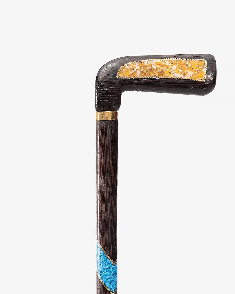 عصا عكاز أنيق شبيه الكهرمان والفيروز