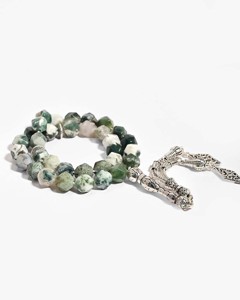 Natural agate stone rosary ROS859GN