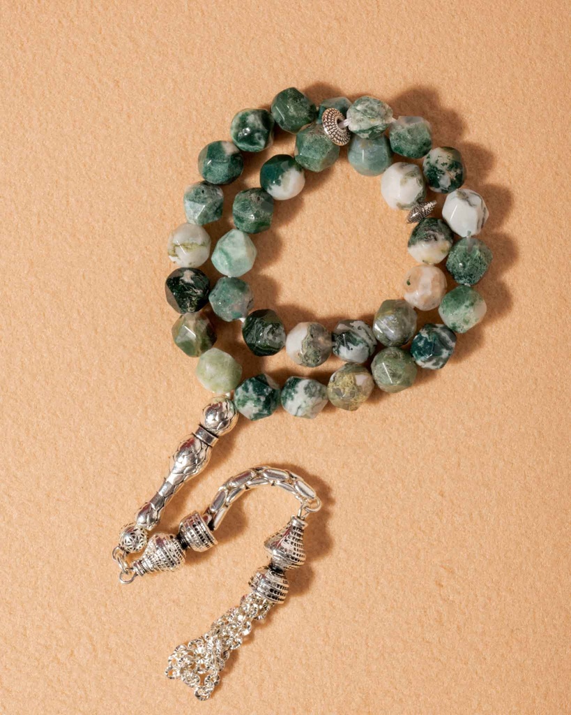 Natural agate stone rosary ROS859GN