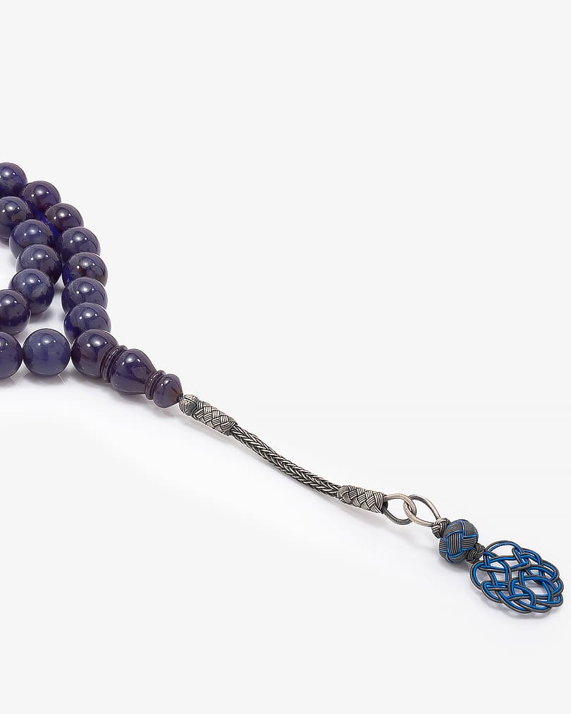 سبحة فضة سندلوس بلون ازرق غامق