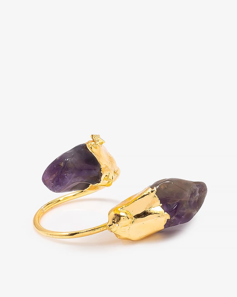 خاتم نسائي حجر جيمشت طبيعي أرجواني فاخر