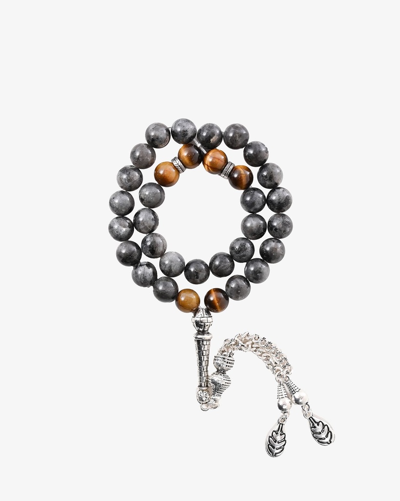 سبحة حجر تورمالين وعين النمر طبيعي ROS392MC