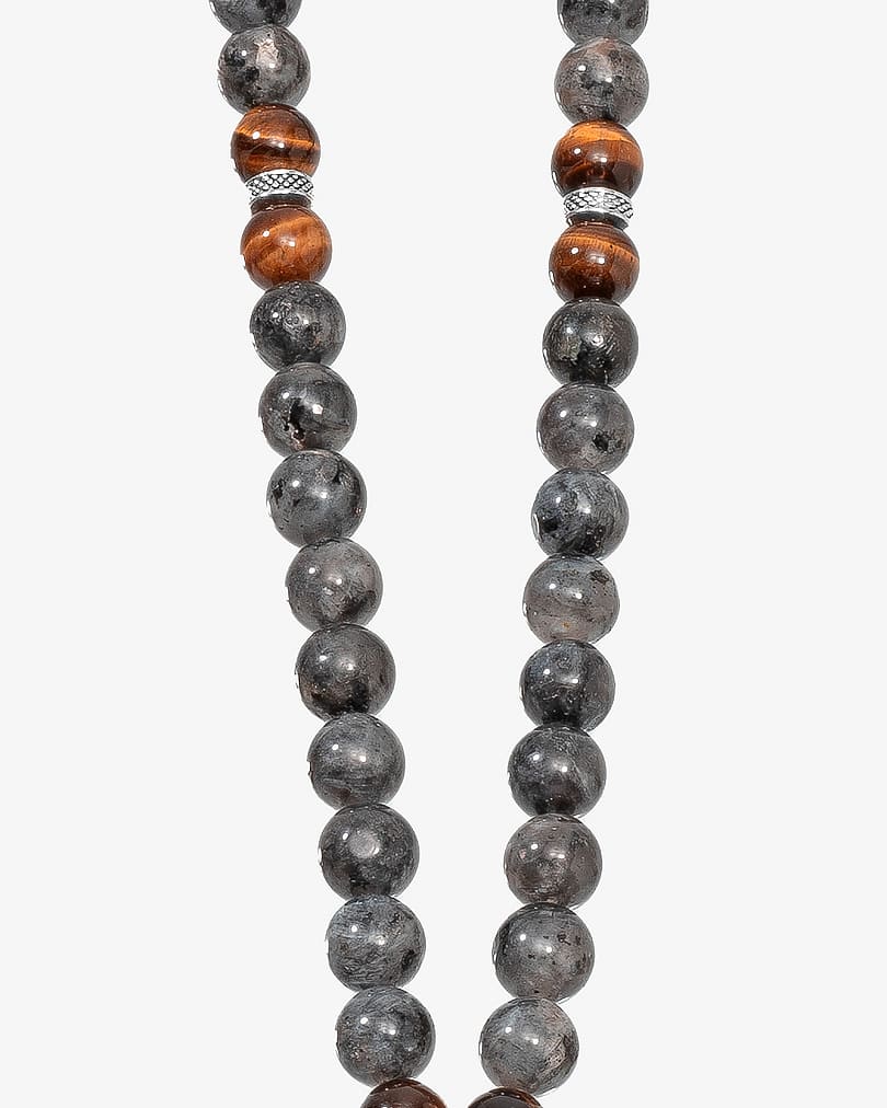 سبحة حجر تورمالين وعين النمر طبيعي ROS392MC