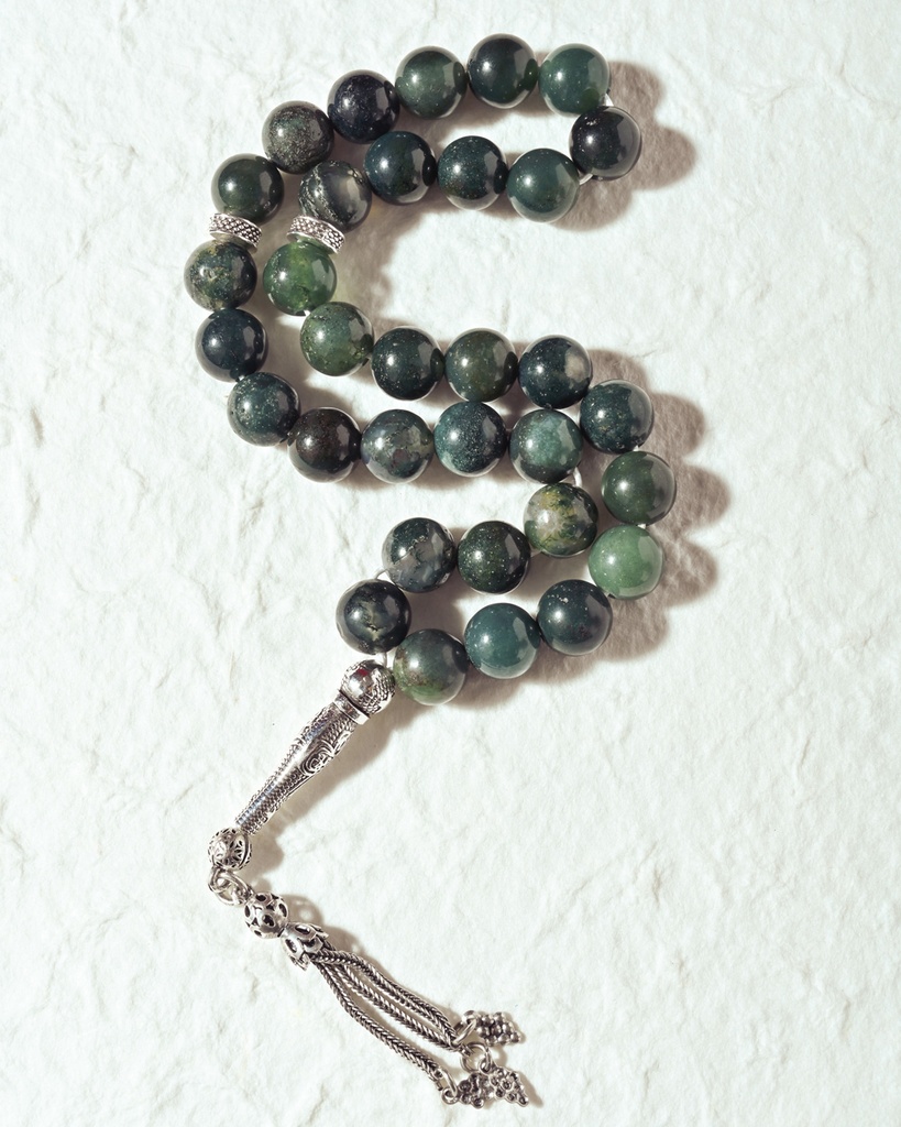 سبحة فضة حجر عقيق موسى طبيعي