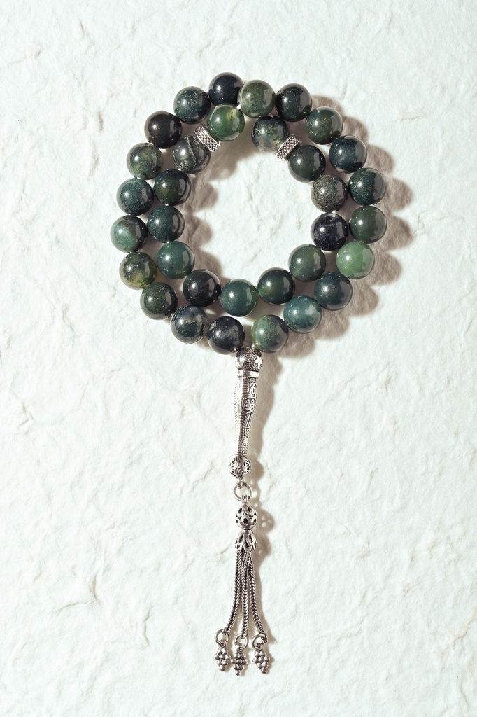 سبحة فضة حجر عقيق موسى طبيعي