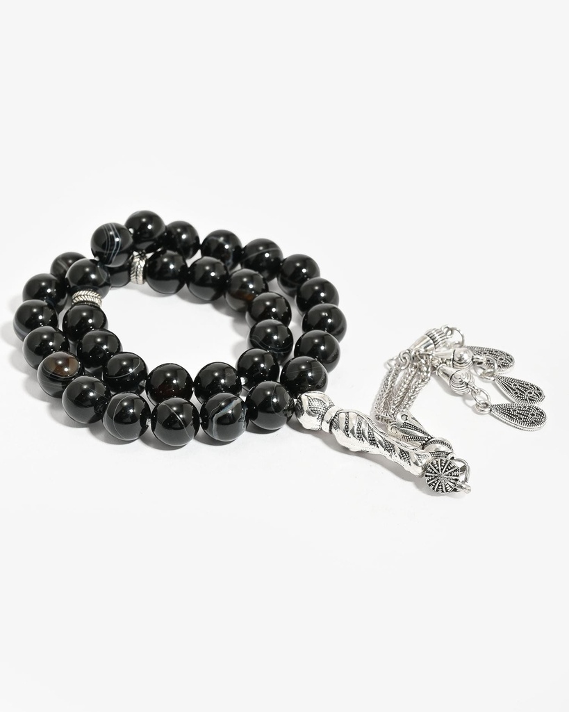 Veined agate rosary ROS883BK
