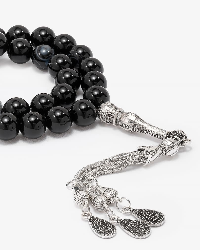 Veined agate rosary ROS883BK
