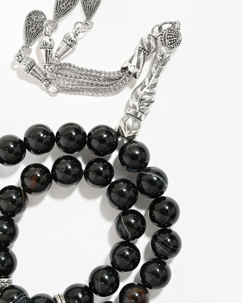 Veined agate rosary ROS883BK