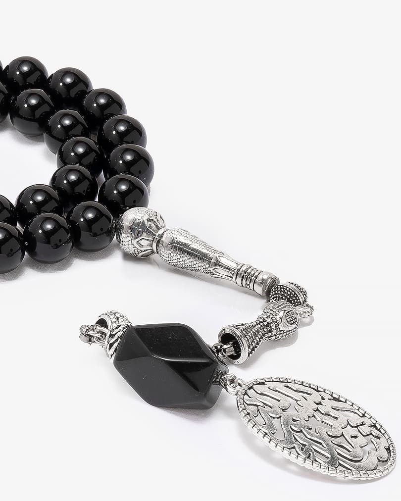 سبحة حجر اونكس ملكي لامع