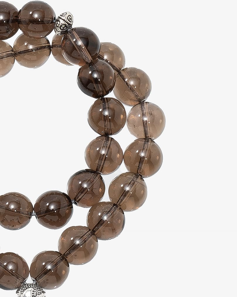 سبحة حجر كوارتز دخاني 33 خرزة ROS899GY