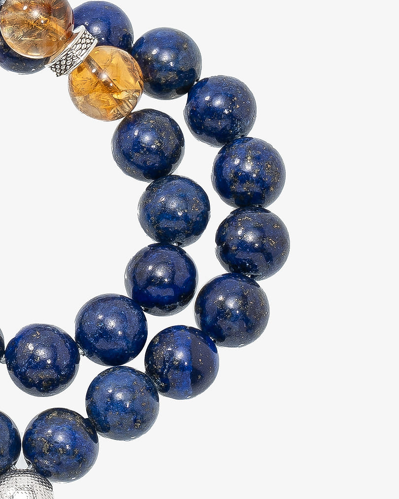  Rosary lapis lazuli & citrine stone ROS3039BL