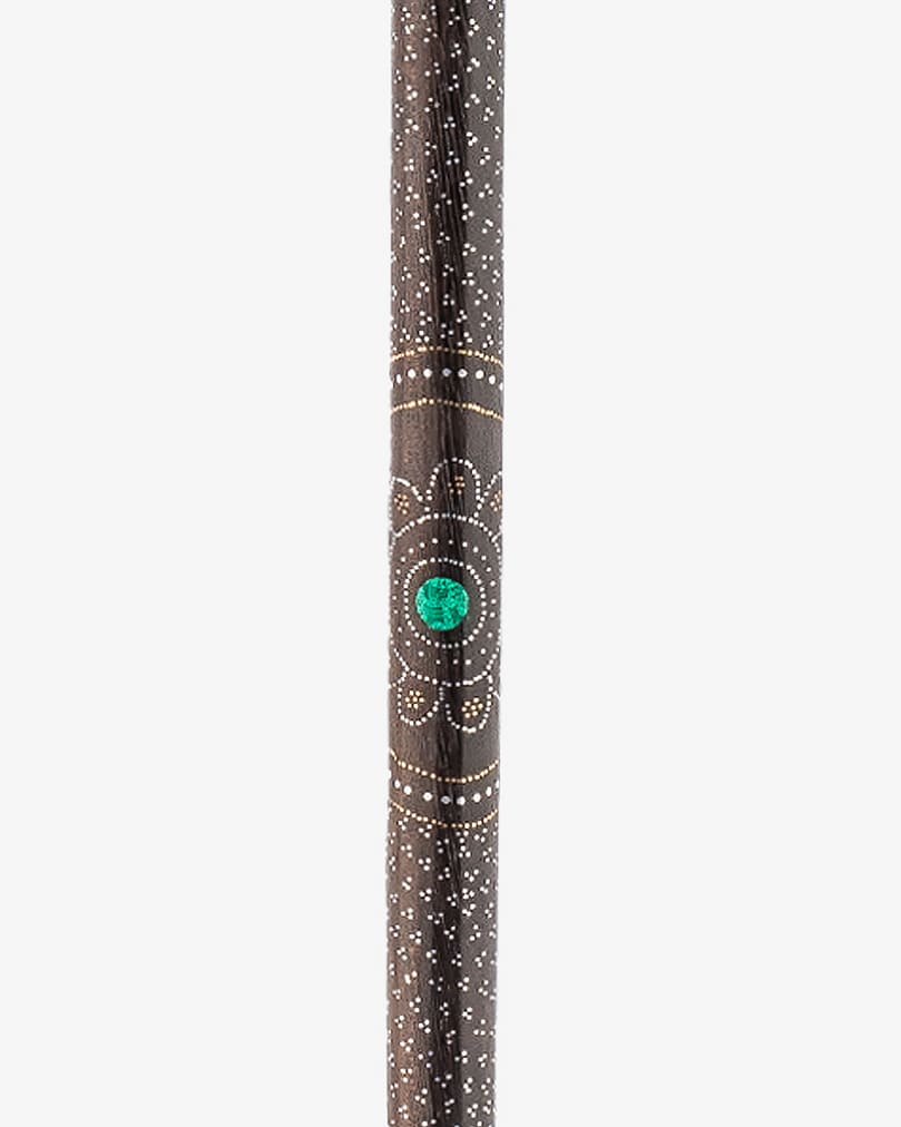 عصا عكاز خشب فينجي مزين بملاكيت