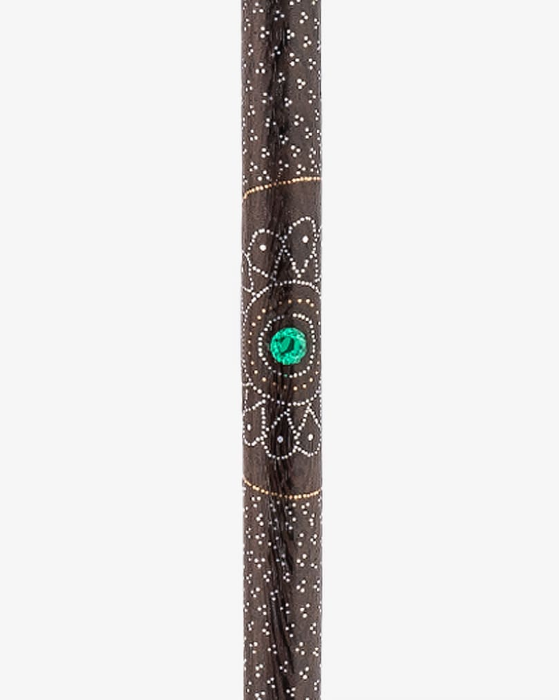 عصا عكاز خشب ابانوس مرصع بملاكيت