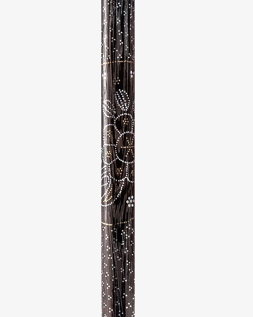 عصا عكاز خشب ابانوس طبيعي منقوش 