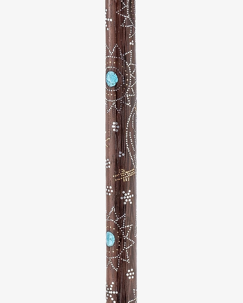 عصا عكاز خشب فينجي مزين بفيروز