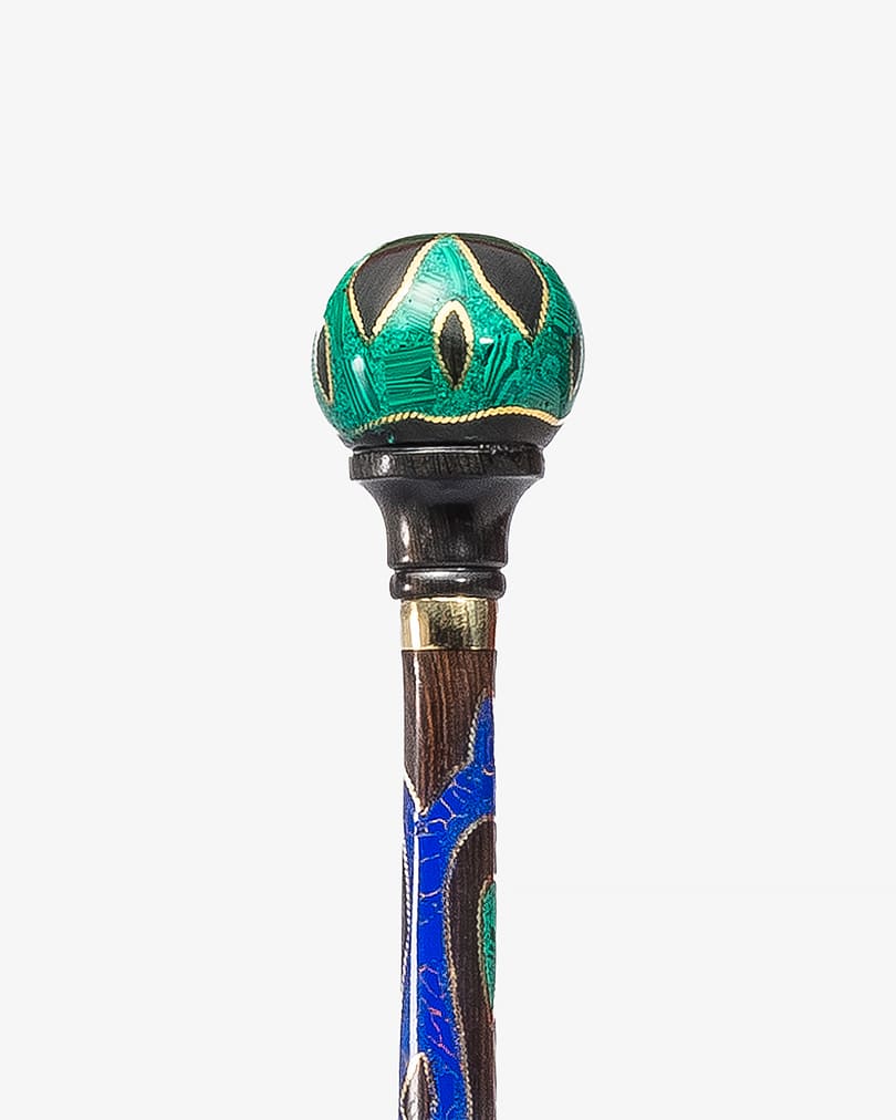عصا عكاز فاخر مزين شبيه اللازورد والملاكيت