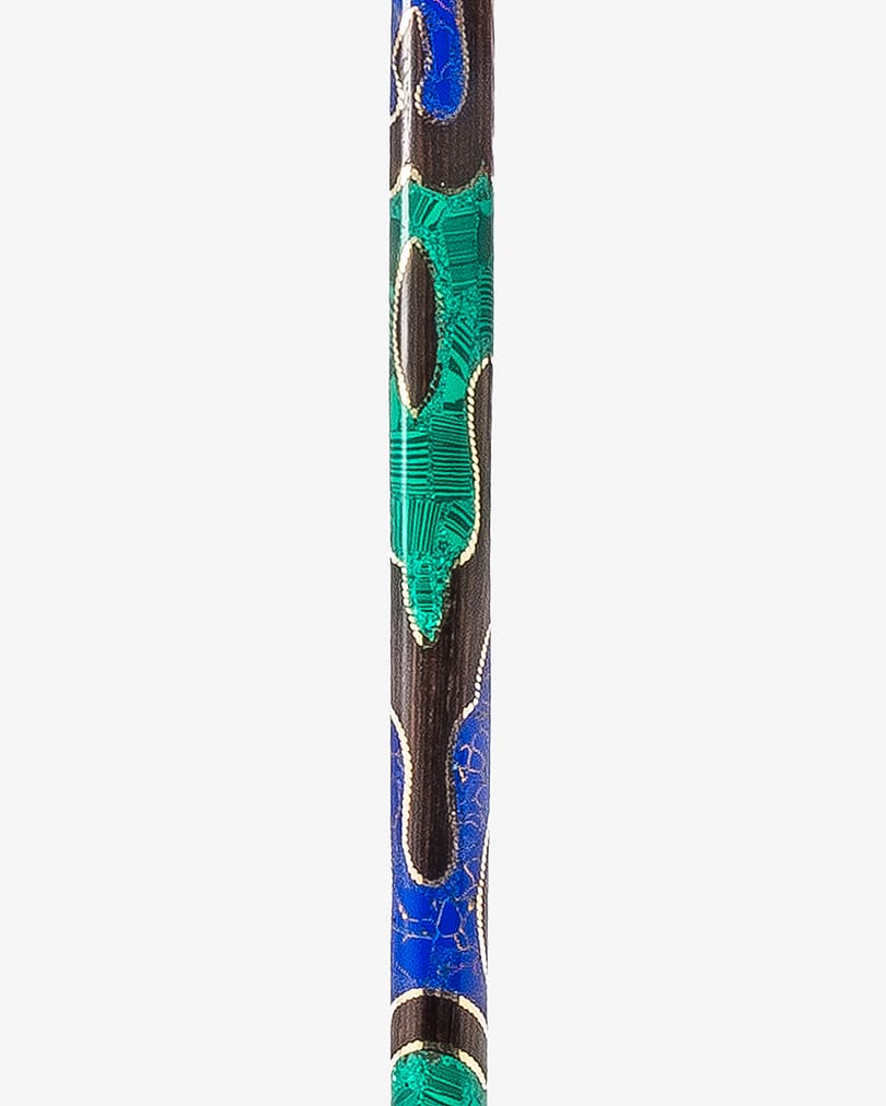 عصا عكاز فاخر مزين شبيه اللازورد والملاكيت